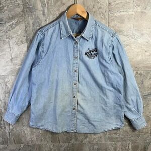 Vintage Tiger King/Carole Baskin Big Cat Rescue denim button up T-shirt Woman XL